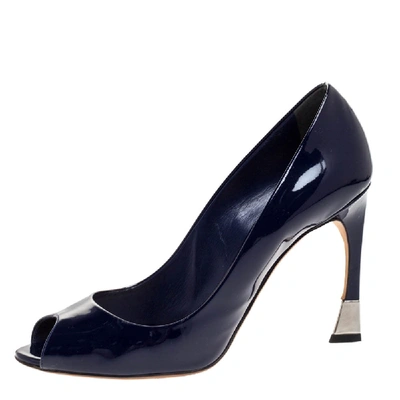 Pre-owned Dior Ella Peep Toe Pumps Size 40 In Blue