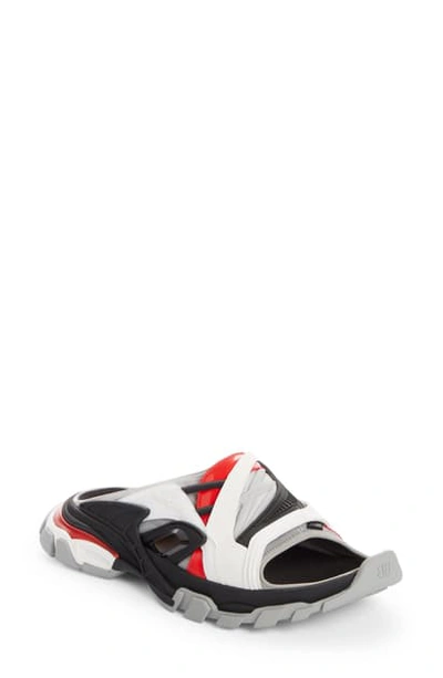 Shop Balenciaga Slide Sandal In Black/ Grey/ Red