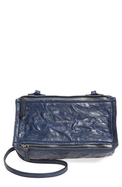 Shop Givenchy Mini Pepe Pandora Leather Shoulder Bag In Midnight Blue