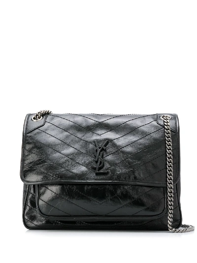 Shop Saint Laurent Niki Leather Bag In Black