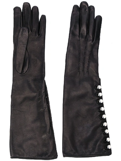Shop Ermanno Scervino Leather Gloves In Black