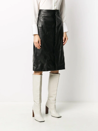 Shop Saint Laurent Leather Skirt In Black