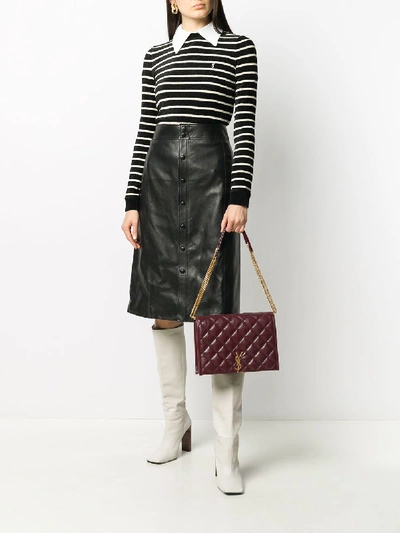 Shop Saint Laurent Leather Skirt In Black