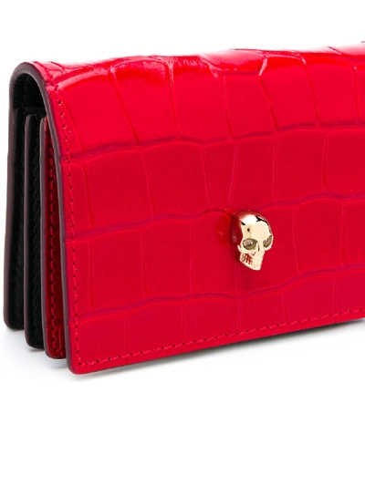 Shop Alexander Mcqueen Leather Card Holder On Chain In Red