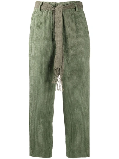 Shop Alysi Velvet Trousers In Green
