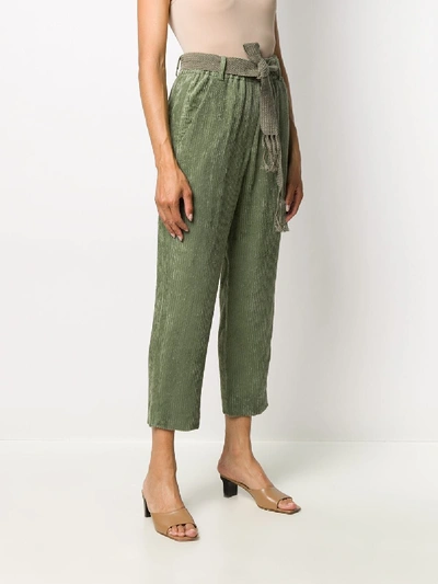 Shop Alysi Velvet Trousers In Green