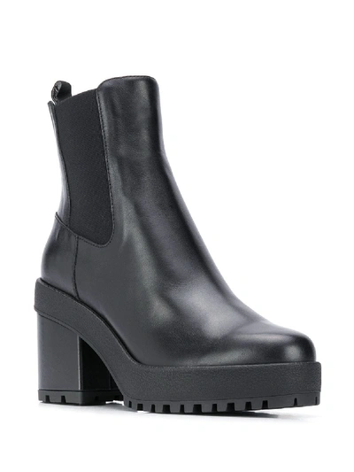 Shop Hogan Leather Ankle Boots In Black