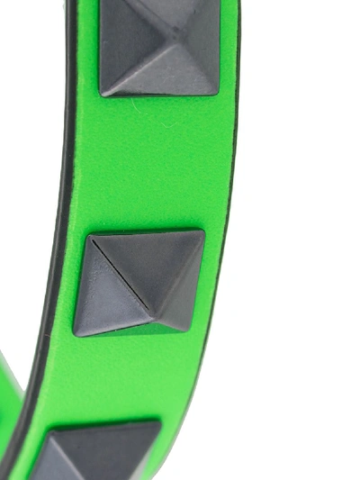 Shop Valentino Rockstud Leather Bracelet In Green