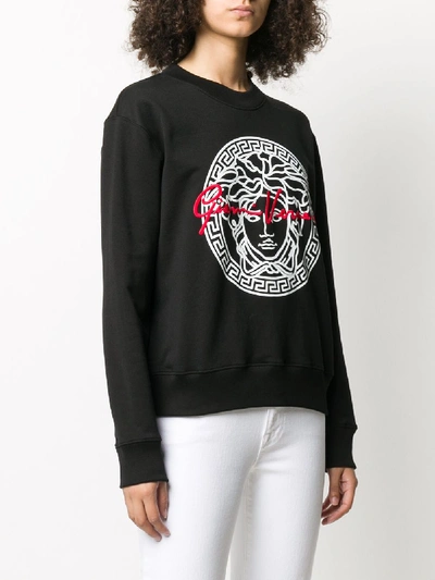 Shop Versace Cotton Sweatshirt In Black