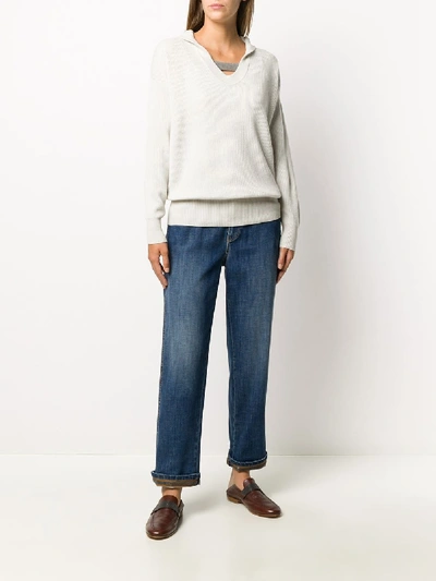 Shop Brunello Cucinelli Cashmere Sweater In White