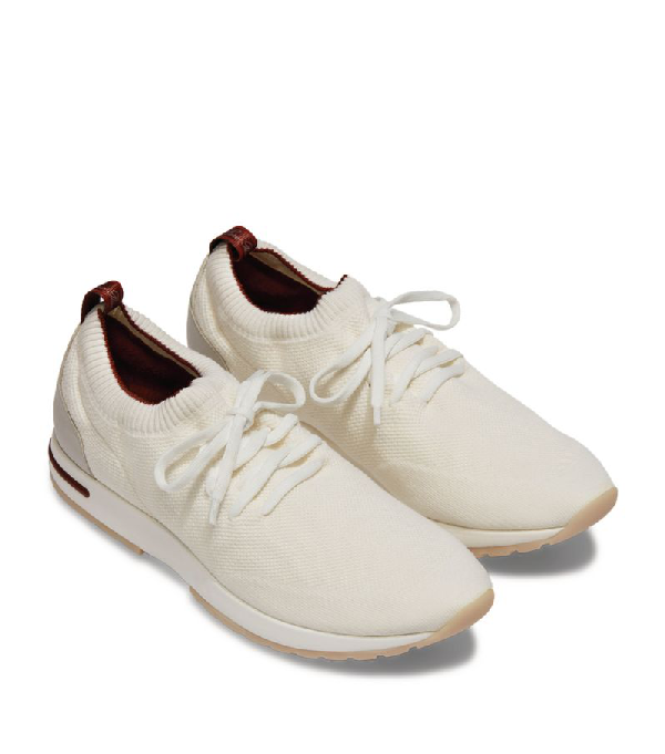 Loro Piana Traveller Walk Leather Sneakers In White Modesens