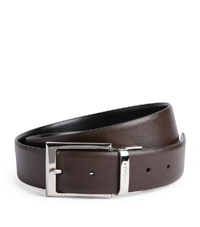 Shop Canali Two-tone Reversible Leather Belt