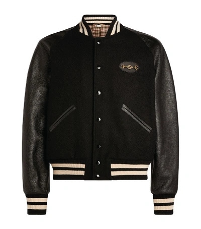 Shop Gucci Leather-detail Bomber Jacket