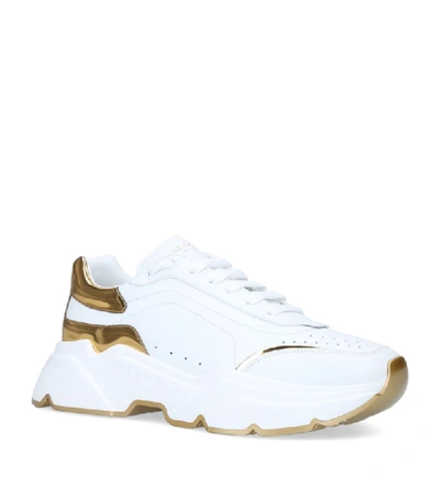 Shop Dolce & Gabbana Leather Metallic Daymaster Sneakers