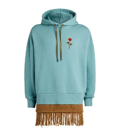 Shop Palm Angels Fringe-detail Hoodie