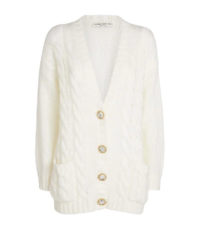 Shop Alessandra Rich Buttoned Cable-knit Cardigan
