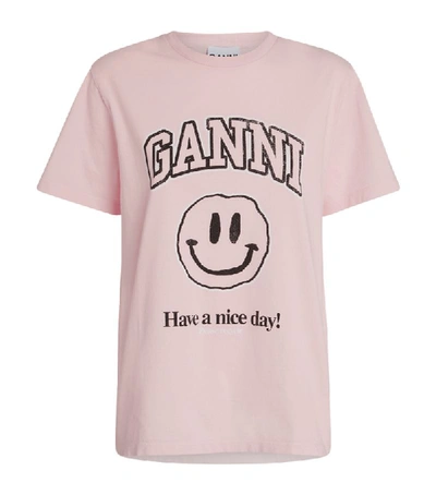 Shop Ganni Smiley Face Logo T-shirt