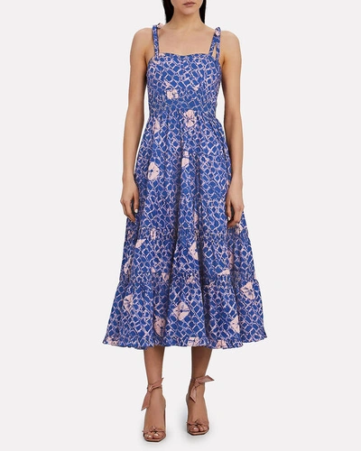 Shop Ulla Johnson Eryn Printed Poplin Midi Dress In Multi