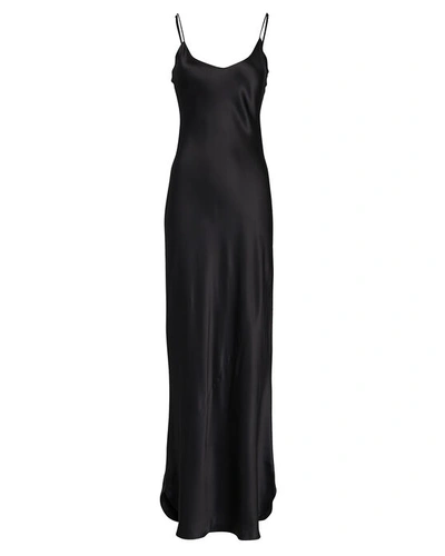 Shop Nili Lotan Maxi Silk Slip Dress In Black