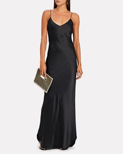 Shop Nili Lotan Maxi Silk Slip Dress In Black