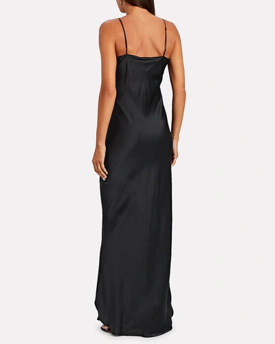 Shop Nili Lotan Maxi Silk Slip Dress In Black