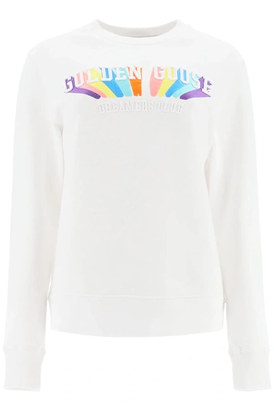 Shop Golden Goose Athena Sweatshirt Golden Rainbow In White