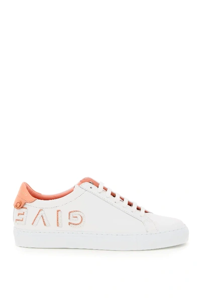 Shop Givenchy Urban Street Leather Sneakers Reverso Logo In White/pink