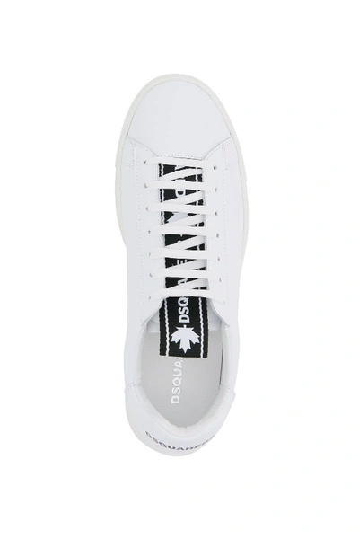 Shop Dsquared2 Evolution Tape Leather Sneakers In White,black