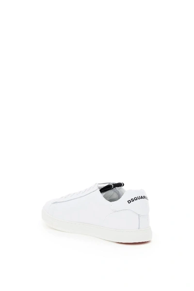 Shop Dsquared2 Evolution Tape Leather Sneakers In White,black