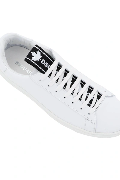 Shop Dsquared2 Evolution Tape Leather Sneakers In White,black
