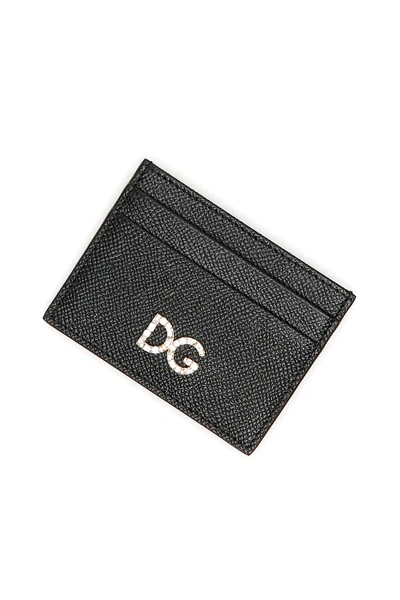 Shop Dolce & Gabbana Leather Cardholder With Crystal Dg In Black