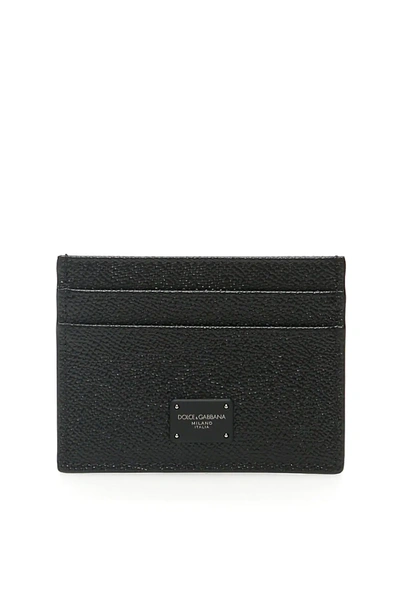 Shop Dolce & Gabbana Dauphine Calfskin Cardholder In Black