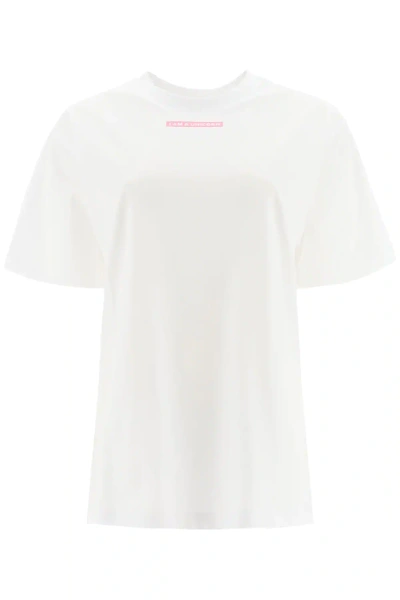 Shop Burberry Ronan T-shirt With Slogan In White,pink