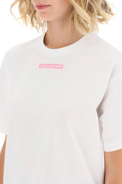 Shop Burberry Ronan T-shirt With Slogan In White,pink