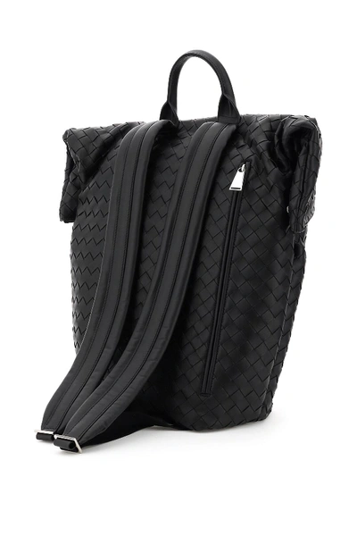 Shop Bottega Veneta Foldable Intrecciato Weave Backpack In Black