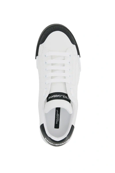 Shop Dolce & Gabbana Low Leather Sneakers In White,black