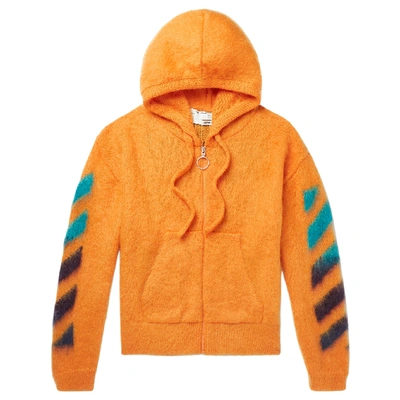 Pre-owned Off-white  Brushed Arrows Mohair Zip Up Hoodie Orange/multicolor