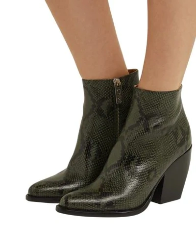 Shop Chloé Woman Ankle Boots Military Green Size 7 Soft Leather