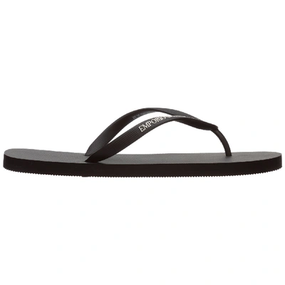 Shop Emporio Armani Men's Rubber Flip Flops Sandals In Black