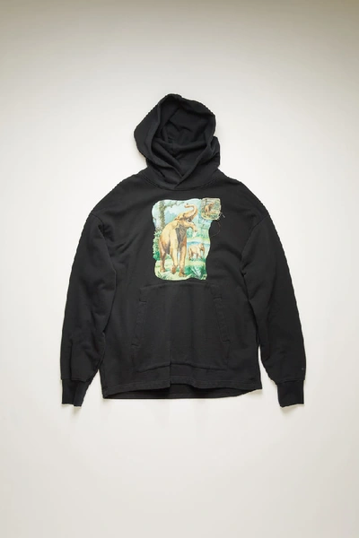Shop Acne Studios Dinosaur Print Hooded Sweatshirt Black