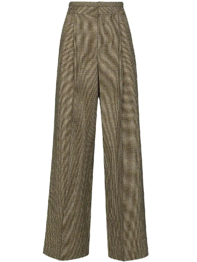 Shop Chloé Houndstooth-pattern Wide-leg Trousers In Green