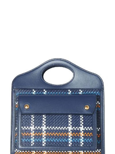 Shop Burberry Mini Latticed Pocket Bag In Blue