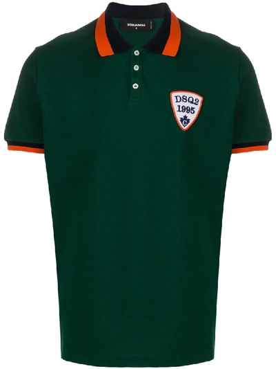 Shop Dsquared2 Logo Crest Polo Shirt In Green