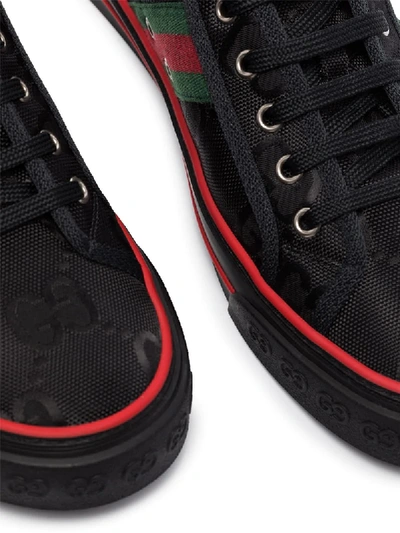 Shop Gucci Gg Web-stripe Low-top Sneakers In Black