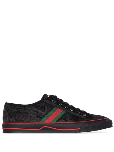 Shop Gucci Gg Web-stripe Low-top Sneakers In Black