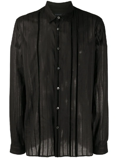 Shop Ann Demeulemeester Striped Ribbon Shirt In Black