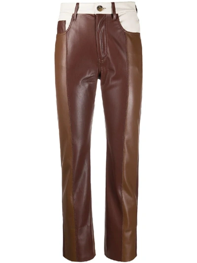 Shop Nanushka Vinni Vegan Leather Trousers In Brown