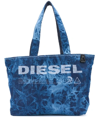 Shop Diesel Not A Toy Tie-dye Print Tote Bag In Blue