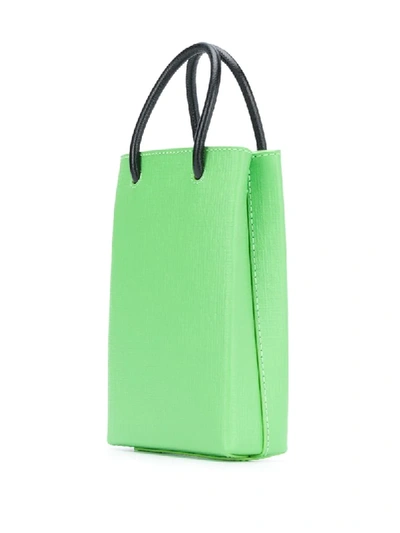 Shop Balenciaga Shopping Phone Holder Bag In Green