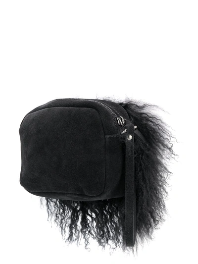 Shop P.a.r.o.s.h Fur Trimmed Clutch Bag In Black